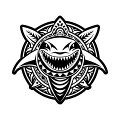 A filled style icon of shark tattoo symbol