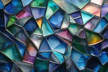 Colorful stained glass mosaic pattern.