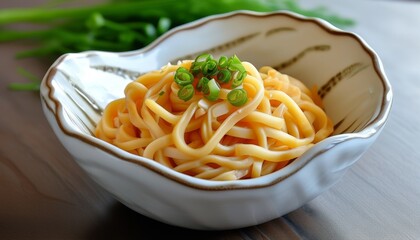Delicious Schupfnudeln with Potato and Green Onion in Elegant White Bowl