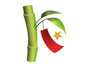Fototapeta premium Tanabata wish bamboo tree, icon with people hang wishes written on paper