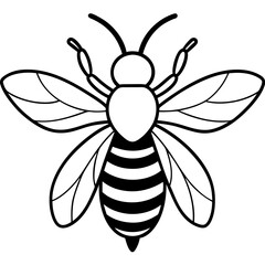 Cute Silhouette of a Bee line art vector cartoon illustration
