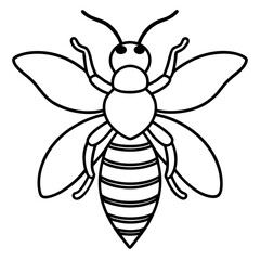 Cute Silhouette of a Bee line art vector cartoon illustration