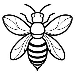 Cute Silhouette of a Bee line art vector cartoon illustration