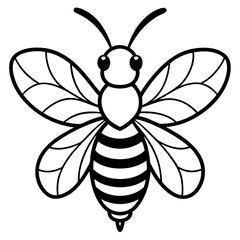 Cute Silhouette of a Bee line art vector cartoon illustration