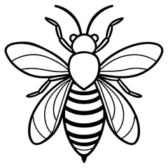 Cute Silhouette of a Bee line art vector cartoon illustration