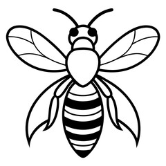 Cute Silhouette of a Bee line art vector cartoon illustration