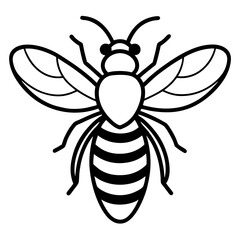 Cute Silhouette of a Bee line art vector cartoon illustration