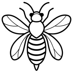 Cute Silhouette of a Bee line art vector cartoon illustration