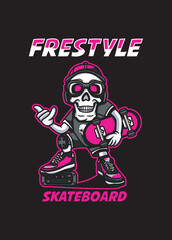 FRESTYLE SKULL SKATEBOARD CARTOON