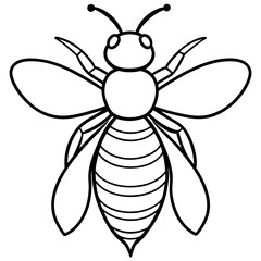 Cute Silhouette of a Bee line art vector cartoon illustration