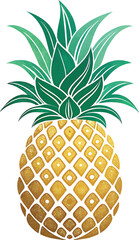 Obraz premium Pineapple with leaf icon. Tropical fruit isolated on white background. Flat concept. Vector illustration