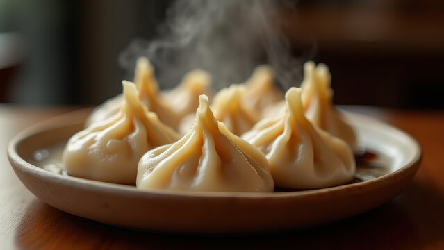 Steaming Hot Xio Long Bao Dumplings - Close-up food photography