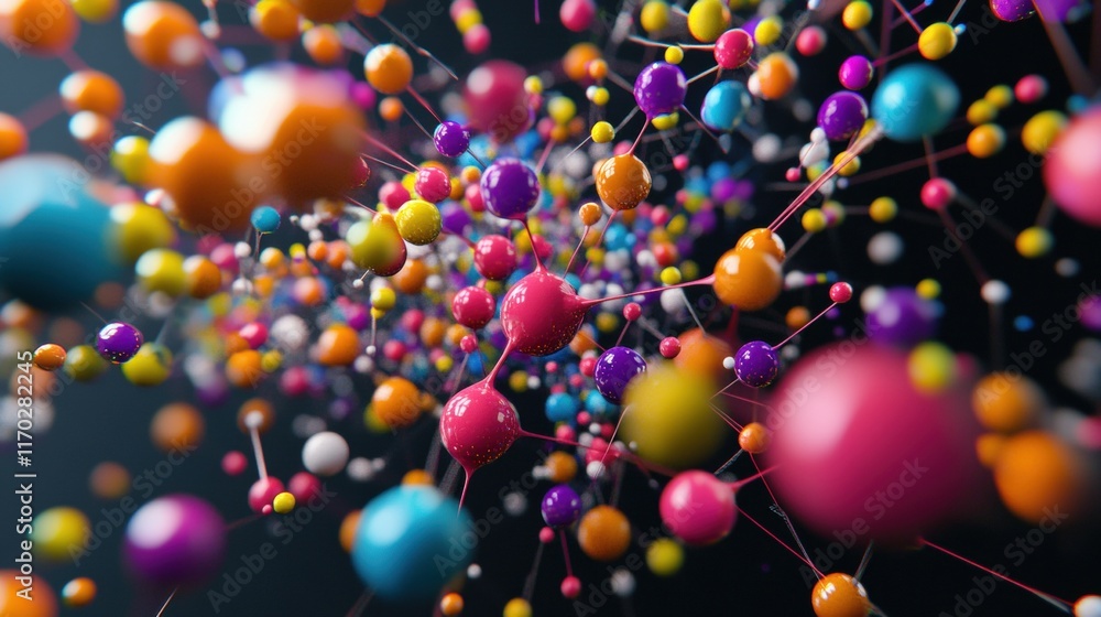 Poster exploring molecular structures science lab digital visualization abstract environment close-up view 