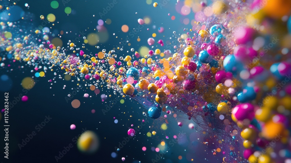 Poster vibrant colorful particle explosion digital art abstract background cinematic view dynamic motion