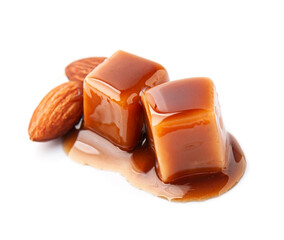 Caramel candy and almonds nut