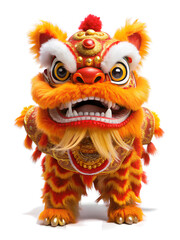 Naklejka premium Red Lion dance on isolated white background - Chinese new year