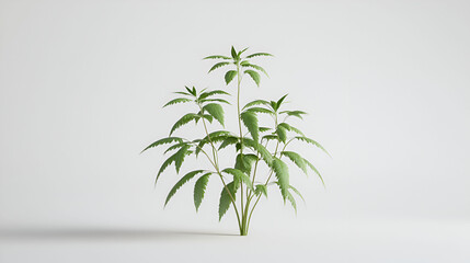 Obraz premium Green Cannabis Plant Against White Background