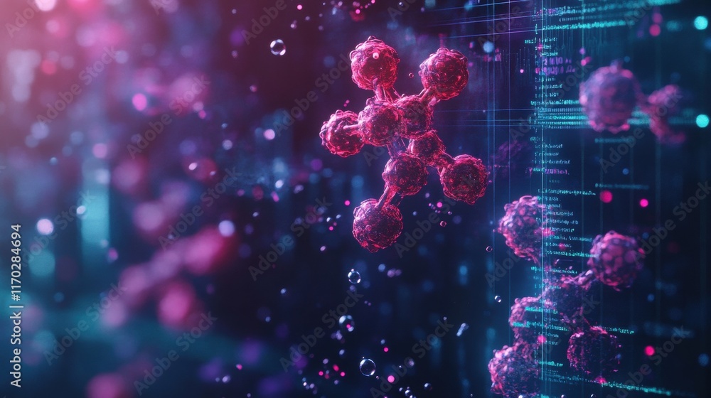 Poster molecular dynamics simulation digital lab 3d visualization virtual environment scientific concept