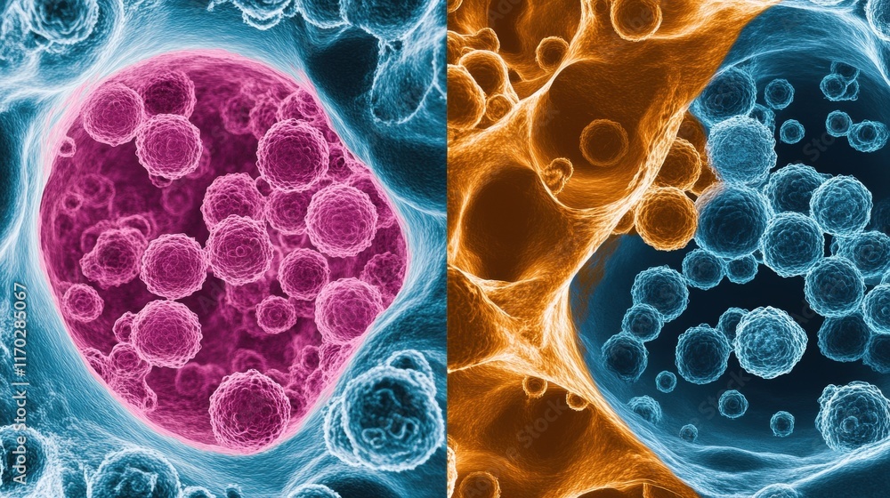 Poster analyzing cell structures in microscopy laboratory scientific visualization digital environment clos