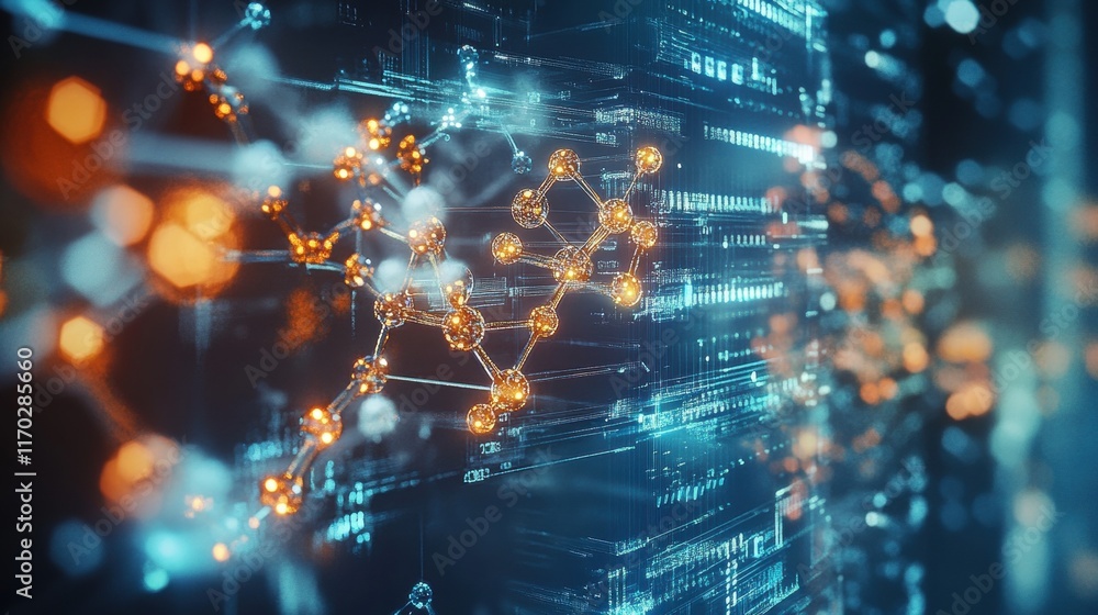 Poster virtual laboratory for high-tech visualization of digital molecular structures in a modern scientifi