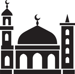 a black and white icon of a mosque.