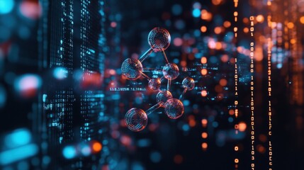 Exploring molecular structures digital realm 3d visualization high-tech environment futuristic perspective