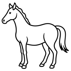 Cute Silhouette of a Horse line art vector cartoon illustration