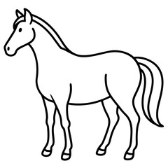 Cute Silhouette of a Horse line art vector cartoon illustration