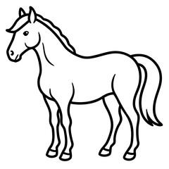 Cute Silhouette of a Horse line art vector cartoon illustration