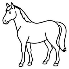 Cute Silhouette of a Horse line art vector cartoon illustration