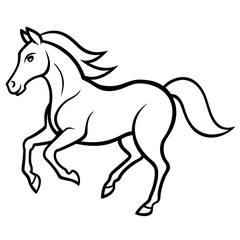 Cute Silhouette of a Horse runing line art vector cartoon illustration