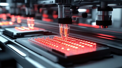 Automated liquid handling system laboratory scientific equipment high-tech environment close-up view innovation