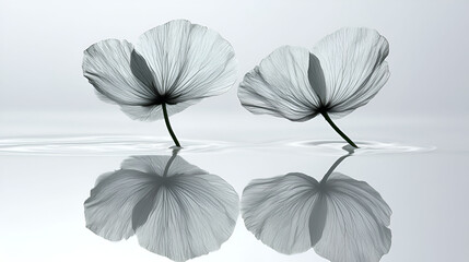 Two Delicate Flower Petals Floating on Water