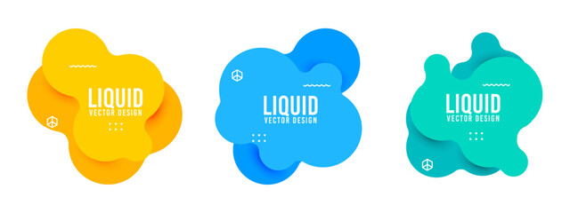 Modern liquid vector design set in yellow, blue, and teal