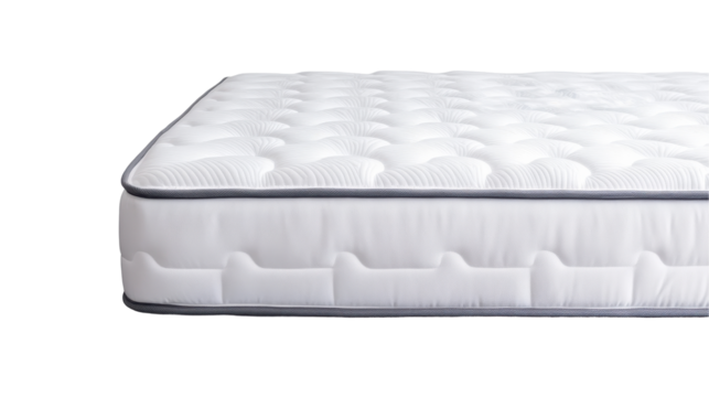 Comfortable and clean mattress side view. transparent background