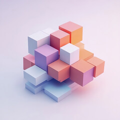 Abstract geometric blocks on white background, 3d render