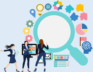 経営戦略を考えるビジネスウーマンのイラスト	