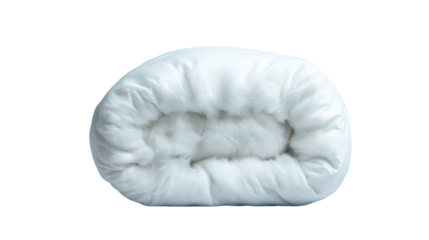 Cozy white rolled blanket for comfort and warmth. transparent background