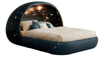 Futuristic cosmic-themed sleeping pod. transparent background