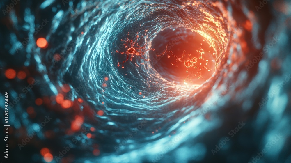 Poster exploring quantum dynamics interstellar space digital art cosmic environment abstract viewpoint