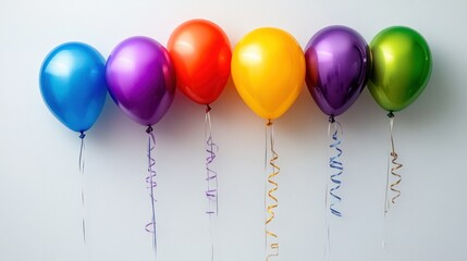 Colorful balloons arranged in a festive display.