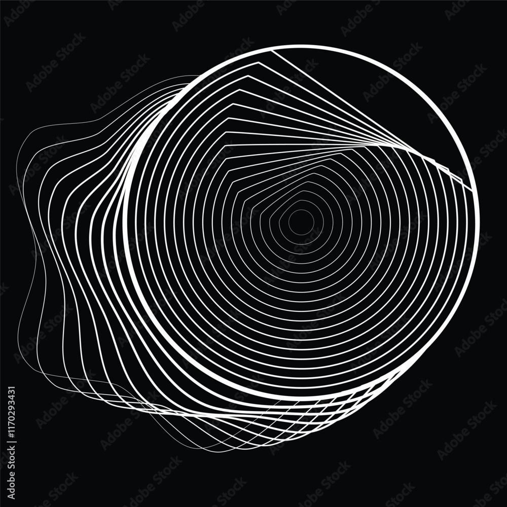 Poster lines in circle form . rotate rounded shape vector illustration .rotating circles form a ring.rotati