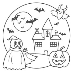 halloween outline for coloring pages 