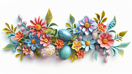 easter eggs with flowers