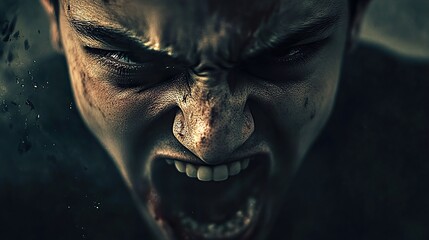 Obraz premium Screaming Face: A Portrait of Raw Emotion and Pain
