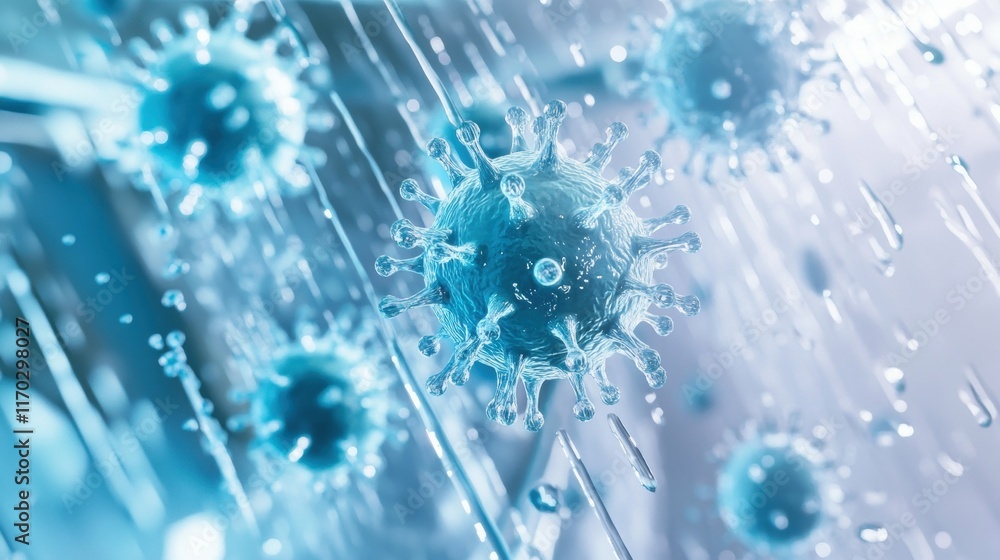 Poster analyzing virus behavior in laboratory conditions science research environment high-tech viewpoint