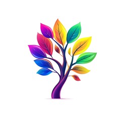 Obraz premium Colorful tree with vibrant rainbow leaves.