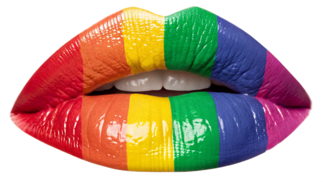 Rainbow Lips isolated on white. - Powered by Adobe