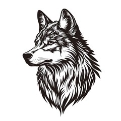 Fototapeta premium Monochrome sketch of a wolf head.