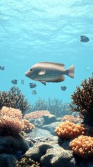 Fototapeta premium Underwater wonderland animated fish swimming through coral in a vibrant ocean environment